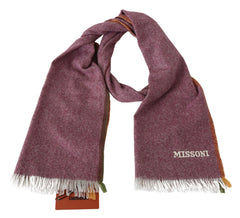 Missoni Chic Maroon Cashmere Scarf with Logo Embroidery