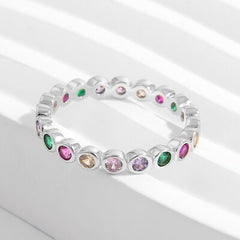 925 Sterling Silver Contrast Zircon Ring