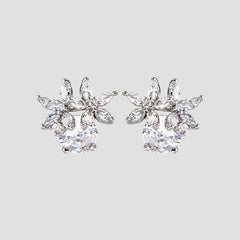 Zircon 925 Sterling Silver Flower Stud Earrings