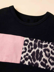 Leopard Color Block Top and Joggers Set