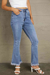 Baeful Frayed Hem Flare Jeans