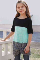 Girls Color Block Twisted Tunic Tee