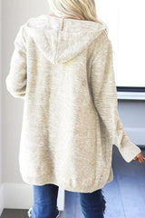 Heathered Open Front Cardigan with Pockets