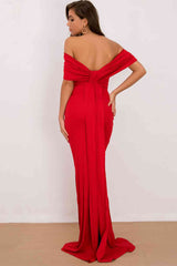 Off-Shoulder Red Floor Length Dress