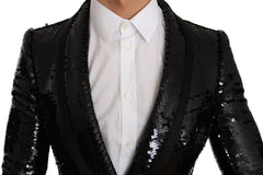 Black Sequin Shiny Slim Blazer