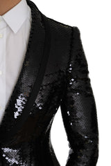 Black Sequin Shiny Slim Blazer
