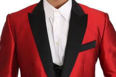 Red Black Silk 2 Piece Vest Blazer