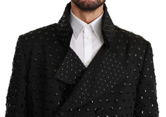 Black Silk Crystal Jacket Coat Blazer