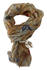 Multicolor Floral Print Silk Shawl Scarf