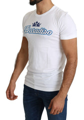 White Cotton Top Paradiso Crown Mens T-shirt