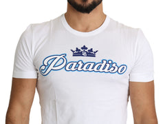 White Cotton Top Paradiso Crown Mens T-shirt