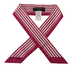 Pink Stripes Twill Silk Foulard Shawl Scarf