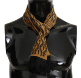 Yellow Printed Tassel Silk Wrap Scarf