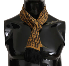 Yellow Printed Tassel Silk Wrap Scarf