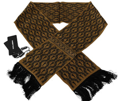 Yellow Printed Tassel Silk Wrap Scarf