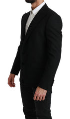 Black Solid Wool Stretch MARTINI Blazer