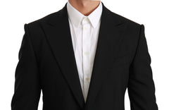 Black Solid Wool Stretch MARTINI Blazer