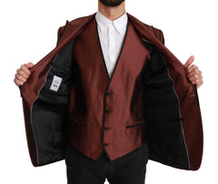 Bordeaux Silk Jacket Vest 2 Piece Blazer
