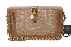 DOLCE & GABBANA Beige Plexiglass Taormina Lace Clutch Borse Bag BOX