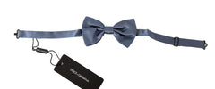 Blue Solid Mens Necktie Papillon 100% Silk Bow Tie