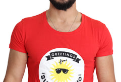 Red Graphic Cotton Sunny Milano Print Top T-shirt
