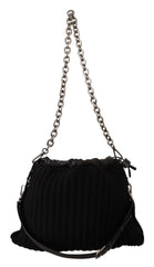 DOLCE & GABBANA Black Cashmere Knitted Shoulder Crossbody Bag