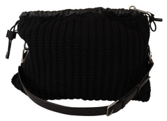 DOLCE & GABBANA Black Cashmere Knitted Shoulder Crossbody Bag