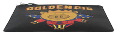 DOLCE & GABBANA Black Golden Pig Leather Document Bag