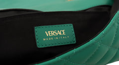 Versace Quilted Nappa Leather Medusa Green Shoulder Bag