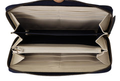 White & Blue Leather Marmont GG Torchon Zip Around Wallet