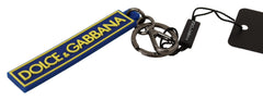 Blue Yellow Rubber Logo Silver Keyring