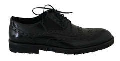 Black Leather Dress Derby Wingtip Shoes