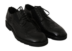 Black Leather Dress Derby Wingtip Shoes