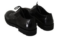 Black Leather Dress Derby Wingtip Shoes