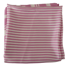 Pink Striped Silk Square Foulard Wrap Scarf