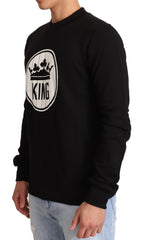 Black Crown King Cotton Pullover Sweater