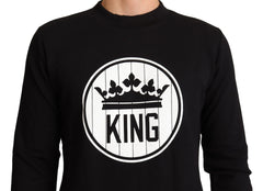 Black Crown King Cotton Pullover Sweater