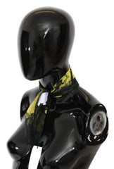 Black Floral Print Bandana Foulard Silk Scarf