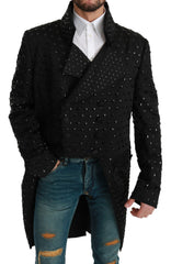 Black Silk Crystal Jacket Coat Blazer