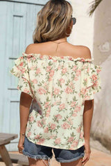 Floral Frill Trim Off-Shoulder Blouse