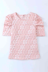 Puff Sleeve Round Neck Blouse