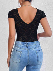 Lace Trim V-Neck Bodysuit