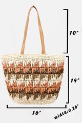 Fame Straw Braided Striped Tote Bag