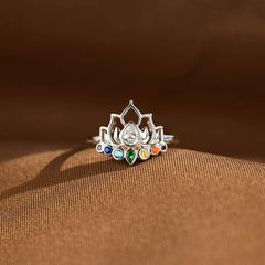 925 Sterling Silver Inlaid Zircon Lotus Shape Ring