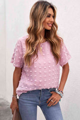 Swiss Dot Round Neck Blouse