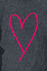 Heart Round Neck Dropped Shoulder Sweatshirt