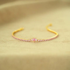 Heart Shape Inlaid Zircon 18K Gold-Plated Bracelet