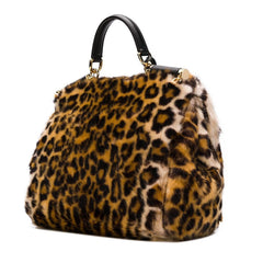 DOLCE & GABBANA Sicily Medium Leo Pellicciotto Faux-Fur Satchel Bag