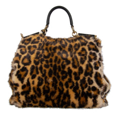 DOLCE & GABBANA Sicily Medium Leo Pellicciotto Faux-Fur Satchel Bag