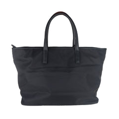 Black Leather & Polyamide Shopping Shoulder Bag